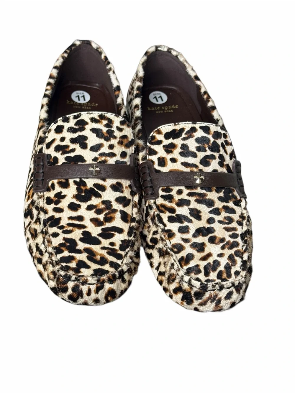 kate spade flower stud moccasin, NWB, SIZE 11, color is cashew milk multi